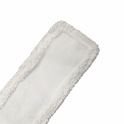 Arcora International GmbH:n Arcora Micro Easy Db-Fc Mopp Weiss Mit Deckblatt on suorakulmainen valkoinen mikrokuitutyyny, jossa on pehmeä, kuvioitu reuna ja sileä keskiosa, joka on esitetty yksivärisellä valkoisella taustalla.