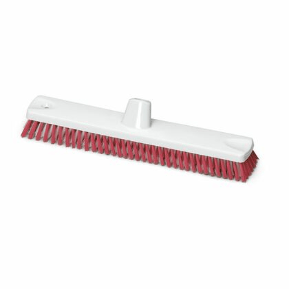 Nölle Profi Brush HACCP -suursiivousharja 45 cm:ssä on leveä, kestävä valkoinen muovijalka ja tiheät punaiset polyesteriharjakset (PBT-harja). Keskiosa on varustettu varren kiinnityksellä, ihanteellinen lattian kuuraukseen ja vastaa HACCP-standardeja.