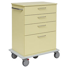 Der Novocal Pflege- und Arbeitswagen hat ein beiges Design mit vier Schubladen, Metallgriffen, vier Lenkrollen und einem stabilen seitlichen Schiebegriff. Der Rahmen ist aus durchgehendem, stabilem Kunststoff gefertigt. Marke: Novocal. Packung (1 Stück).