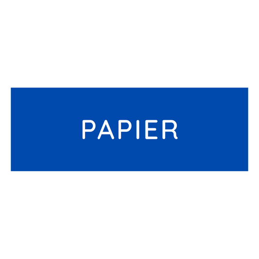 Der Novocal Farbiger Wertstoffaufkleber klein (1 Stück) in Blau mit weißem "PAPIER"-Text ist ideal zur Kennzeichnung und Organisation von Papierabfällen im Recycling.