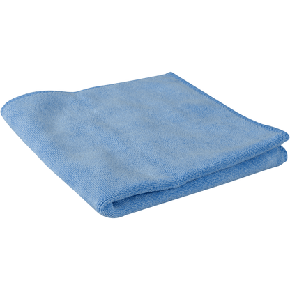 Taitettu vaaleansininen mikrokuituliina ENA Platin, 32x32 cm Abena Re-Seller GmbH:lta näytetään valkoista taustaa vasten.
