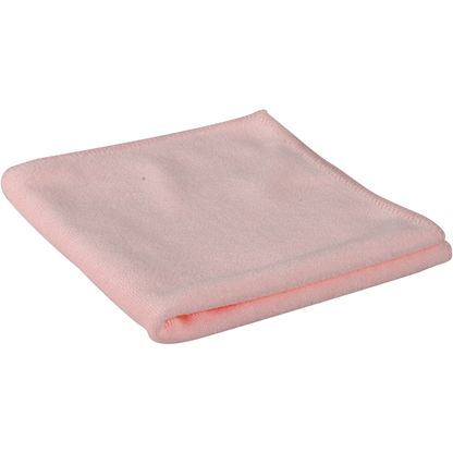 Kuvassa on siististi taitettu vaaleanpunainen mikrokuituliina ENA Platin, 32x32 cm Abena Re-Seller GmbH:lta, valkoisella taustalla. Puhdistusliinassa on tikatut reunat ja pehmeä, sileä mikrokuitupinta.
