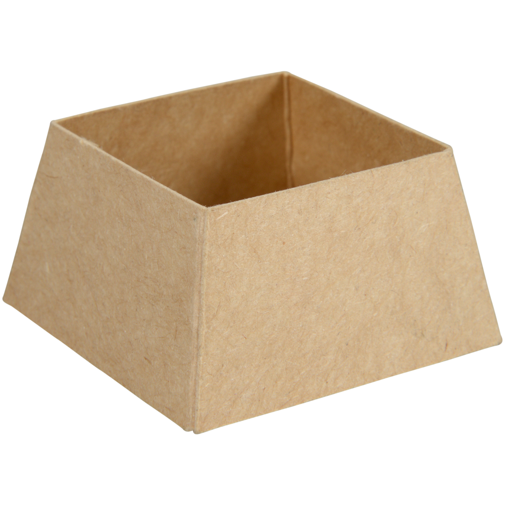 Yksinkertainen, ruskea Kraft-munankuori (45 x 35 mm) Abena Re-Seller GmbH:lta, valokuvattu valkoisella taustalla. Pakkaus, jossa on 100 kappaletta.