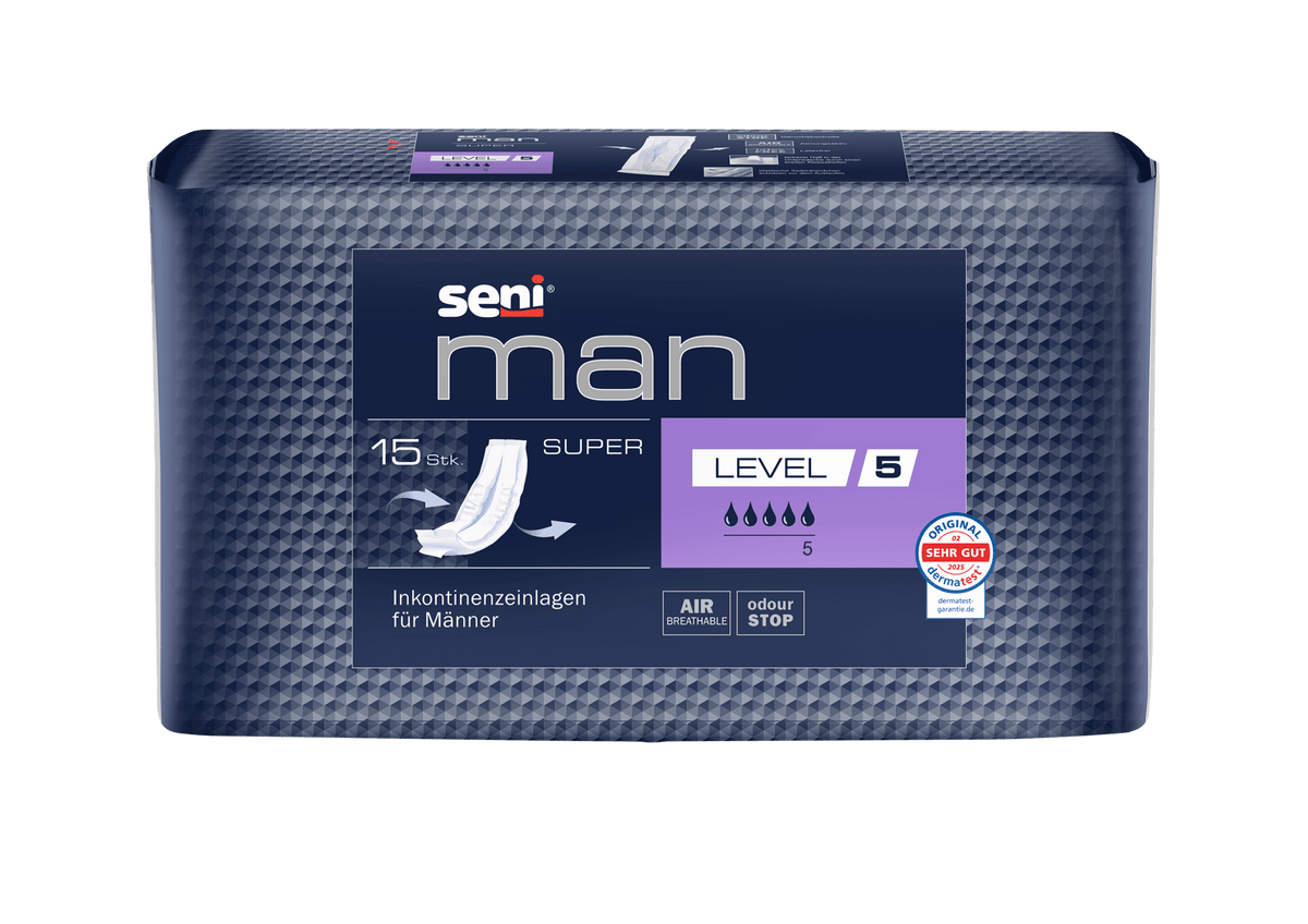 SENI MAN SUPER TASO 5 Inkontinenssin insertti | Pakkaus (15 kappaletta)