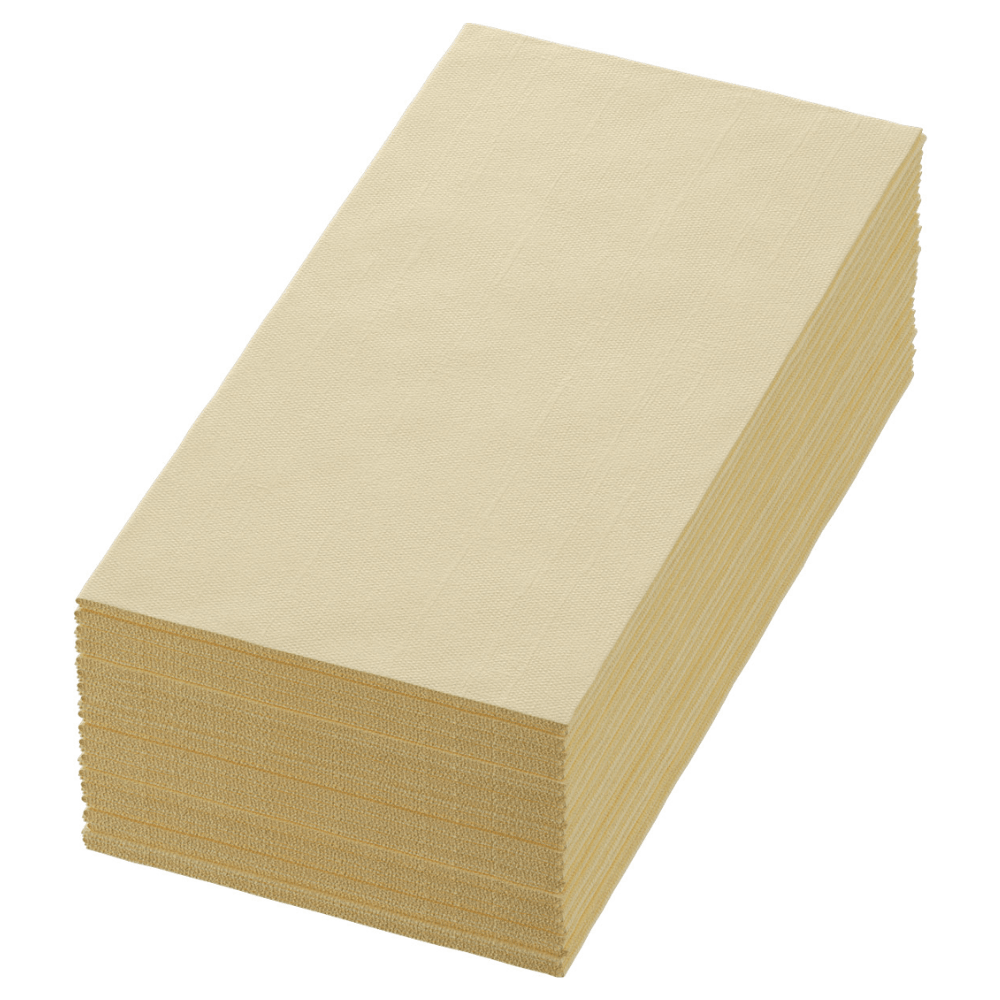 Suuri pino Duni GmbH:n paperiserviettejä, 40 x 40 cm, kermanvärisiä ja 3-kerroksisia, sisältää 250 serviettiä sileällä pinnalla, ihanteellisia jokaiseen ympäristöön.