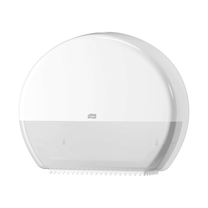 Tork 554000 Jumbo-WC-paperiannostelija Elevation T1, valmistaja TORK – Essity Professional Hygiene Germany GmbH, on seinälle asennettava valkoinen WC-paperiannostelija, jossa on läpikuultava kansi, ja se sopii täydellisesti vilkkaasti liikennöityihin saniteettitiloihin. Siinä on pyöreä muotoilu, jossa on kaareva yläosa ja sahalaitainen reuna alaosassa, joka tarjoaa tilaa jumbo-WC-paperirullille ja samalla mahdollistaa kurkistuksen sisälle.