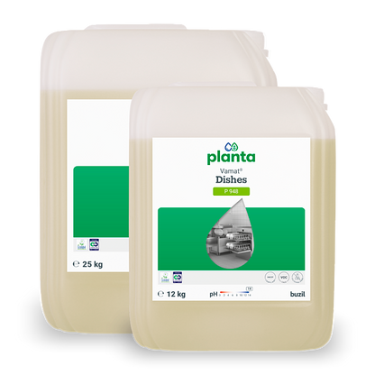 Vamat® Dishes P948 Ekologinen, nestemäinen lasi- ja astianpesuaine, emäksinen | Kanisteri (25 l) 
