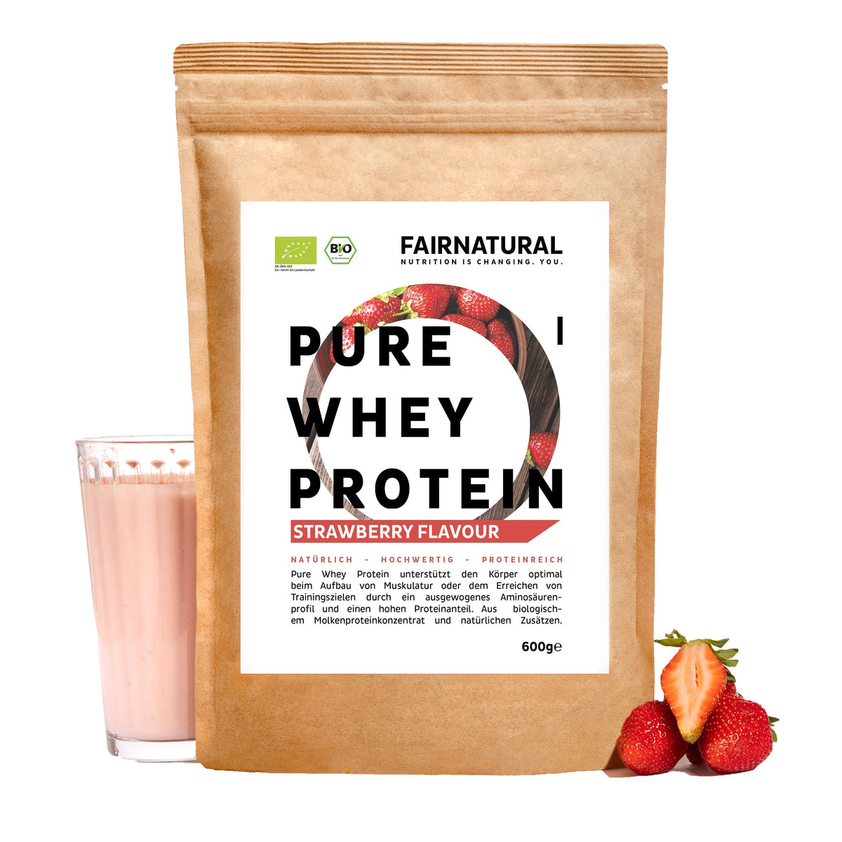 Orgaaninen heraproteiinijauhe mansikka