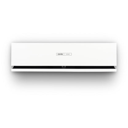 CWS:n Air Bar -hajustimen etupaneeli on valkoinen, seinälle asennettava laite, jossa on moderni, suorakulmainen muotoilu ja alempi tuuletusaukko, ja siinä on merkintä "CWS HYGIENE".