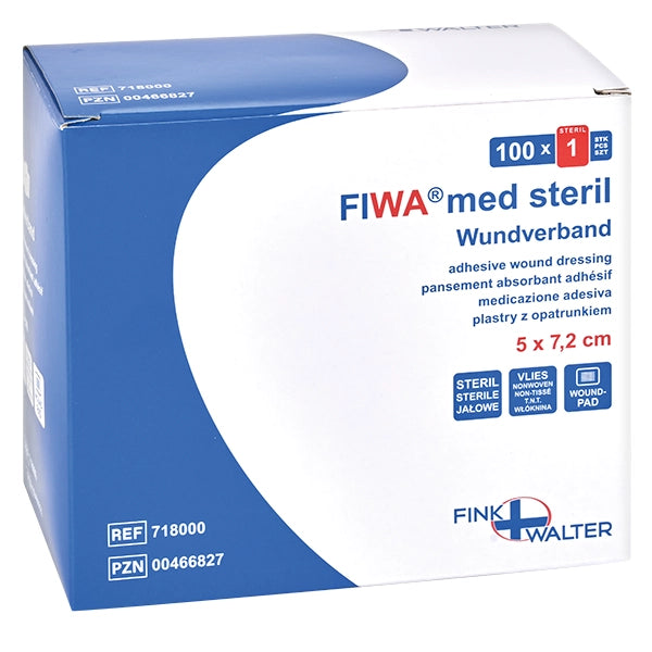 FIWA med steriili haavasidos fleece 5 x 7,2cm | Pakkaus (100 kpl)