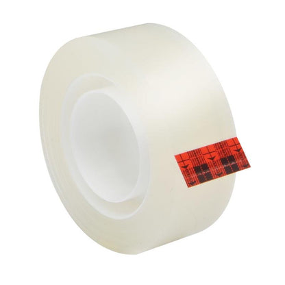 Rulla Scotch® Super-Hold Secure Tape -teippiä, 1 rulla, 19 mm x 25,4 m 3M Deutschland GmbH:ltä on kuvattu punaisella ruututeipillä, joka korostaa läpinäkyvää liimavoimaa valkoisella taustalla.