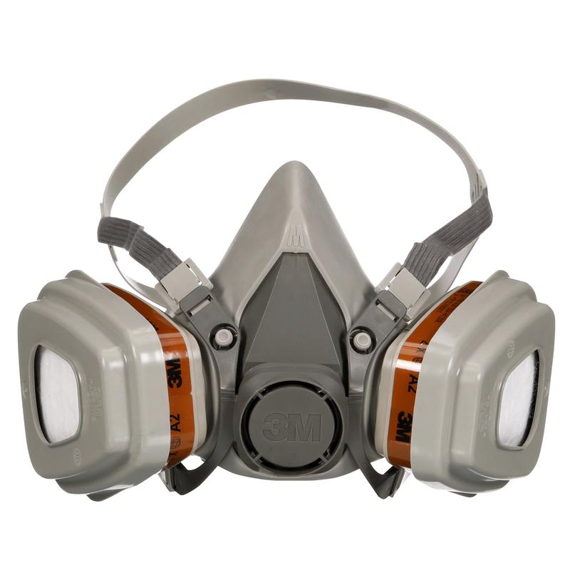 3M™ hengityssuojain 6002KIT-1 3M Deutschland GmbH:ltä A2P2-suodattimilla orgaanisille höyryille ja säädettävillä nauhoilla on kuvattu harmaana, toimitetaan pakettina (1 kappale) vaihdettavilla suodattimilla.