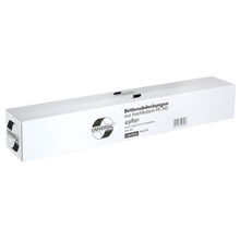 Eine transparente rechteckige Box mit der Aufschrift "DEISS UNIVERSAL Bettenabdeckungen, antistatisch, 3200 x 950 mm" von EMIL DEISS KG mit Produktnummer 49891 und Barcode an der Seite; enthält 200 Stück auf Rolle, geeignet für Krankenhäuser.