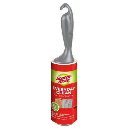 3M Deutschland GmbH:n Scotch-Brite™ Everyday Clean Mini-nukanpoistaja, jossa on värikäs kahva (30 arkkia, 1/pakkaus), poistaa vaivattomasti nukkaa erilaisista kankaista ja näyttää yksityiskohdat sekä käyttöohjeet etiketissä.