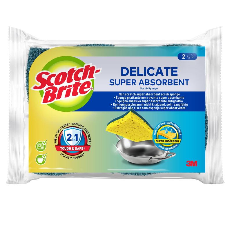 Scotch-Brite® Delicate naarmuuntumaton luonnonkuitupuhdistussieni, 10 kappaleen pakkaus - Erittäin imukykyinen sieni, joka sopii jokapäiväisiin siivoustöihin | Pahvilaatikko (1 kpl)