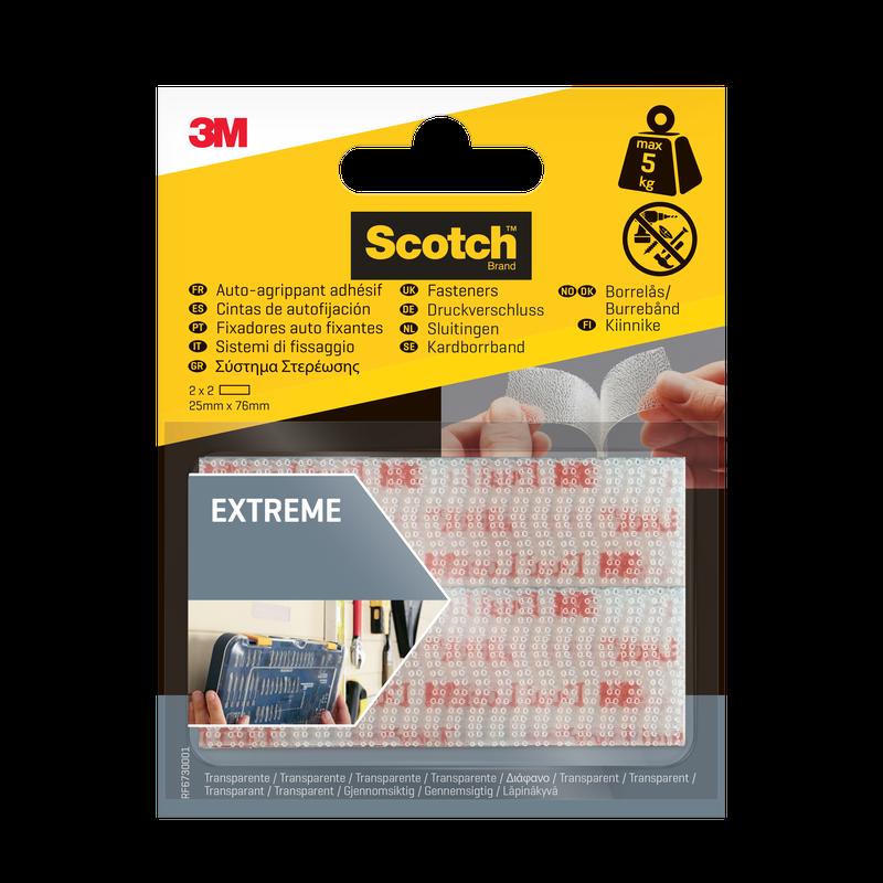 Scotch® Extreme Fastener -teippi, läpinäkyvä RF67300 01SE, 25mm x 76mm, 2 sarjaa | Pakkaus (2 kpl)