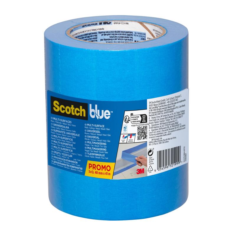 ScotchBlue™ monipintamaalariteippi, 48mm x 41m, 3 rullaa/pakkaus, 100 % PEFC, SGSCH-PEFC-COC-110078 | Pakkaus (3 rullaa)